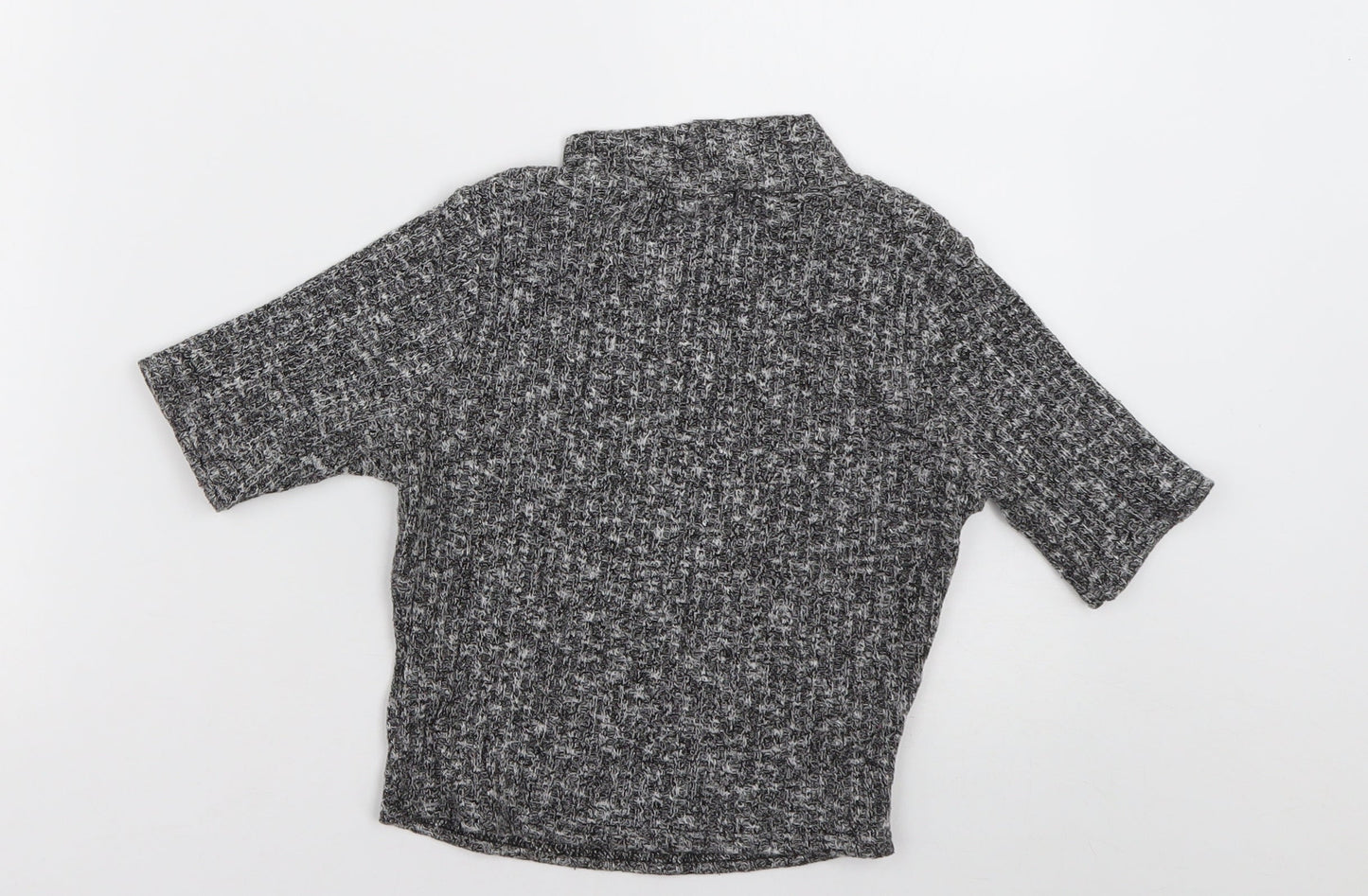 ayanapa Womens Grey  Polyester Cropped T-Shirt Size 8 High Neck