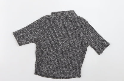 ayanapa Womens Grey  Polyester Cropped T-Shirt Size 8 High Neck