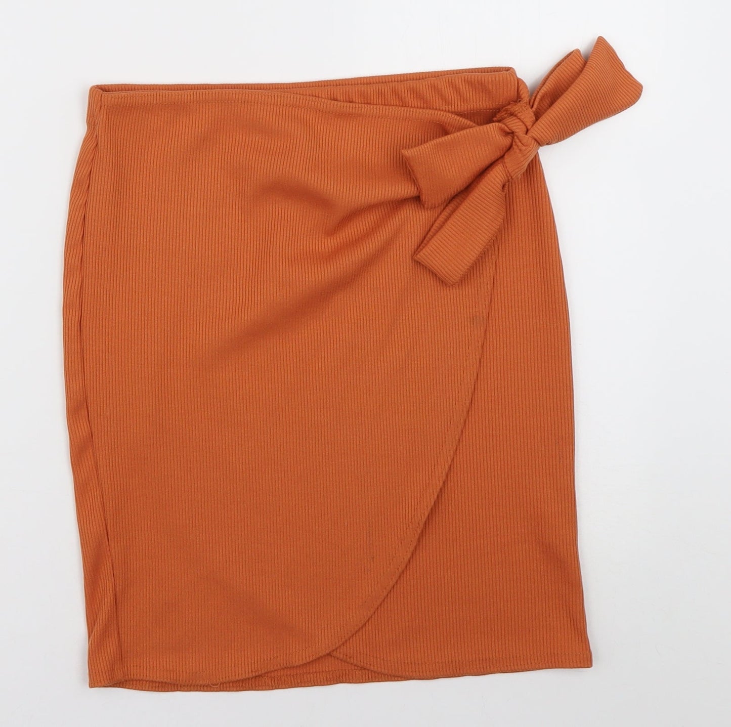 PRETTYLITTLETHING Womens Orange  Polyester A-Line Skirt Size 12