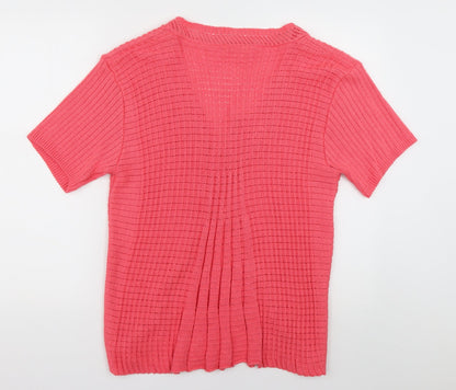 Glamour Womens Pink V-Neck  Acrylic Cardigan Jumper Size L