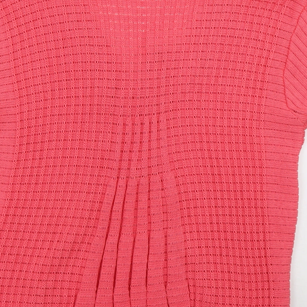 Glamour Womens Pink V-Neck  Acrylic Cardigan Jumper Size L