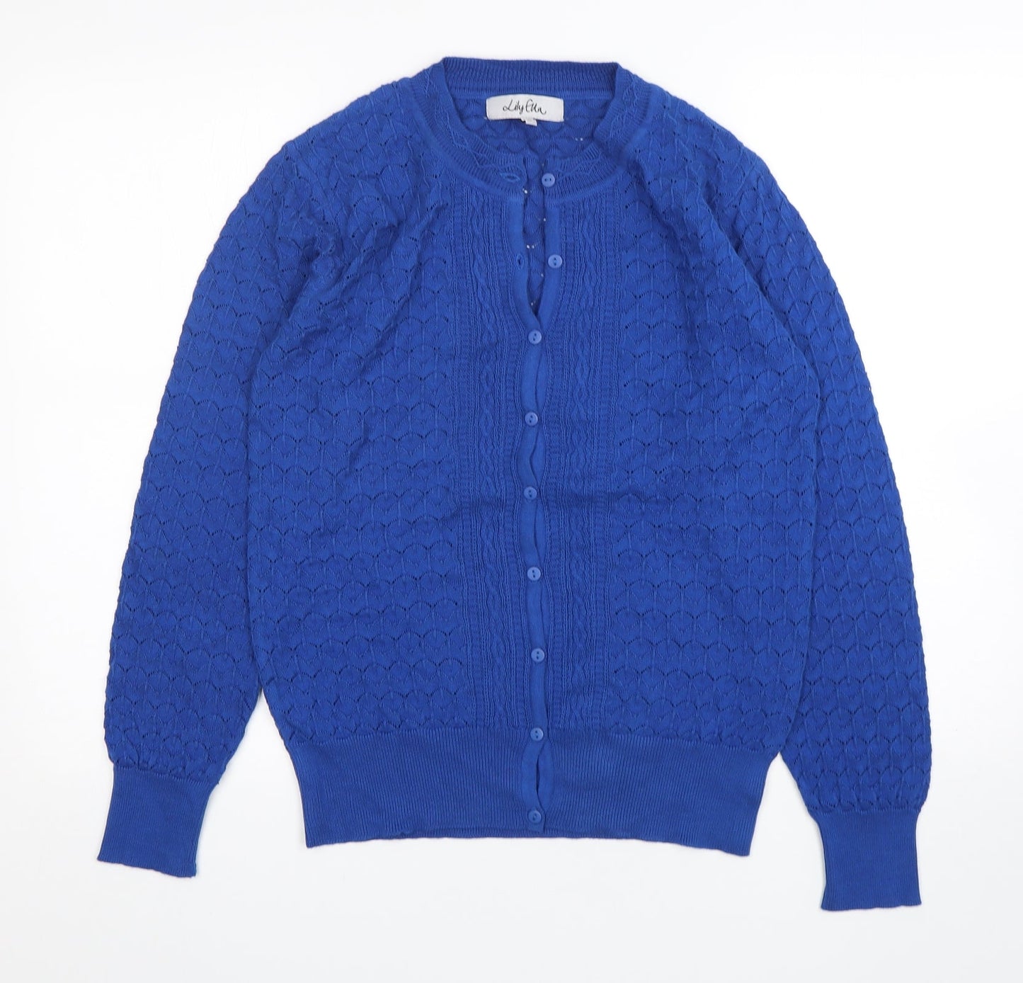 Lily Ella Womens Blue V-Neck   Cardigan Jumper Size S