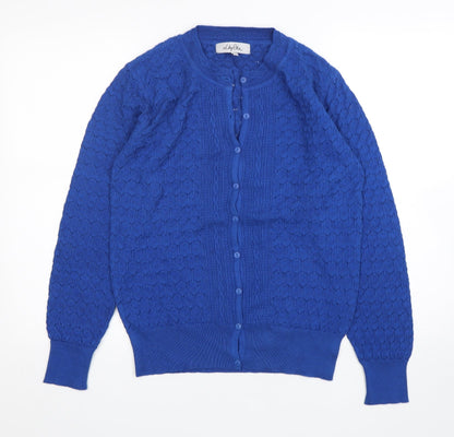 Lily Ella Womens Blue V-Neck   Cardigan Jumper Size S