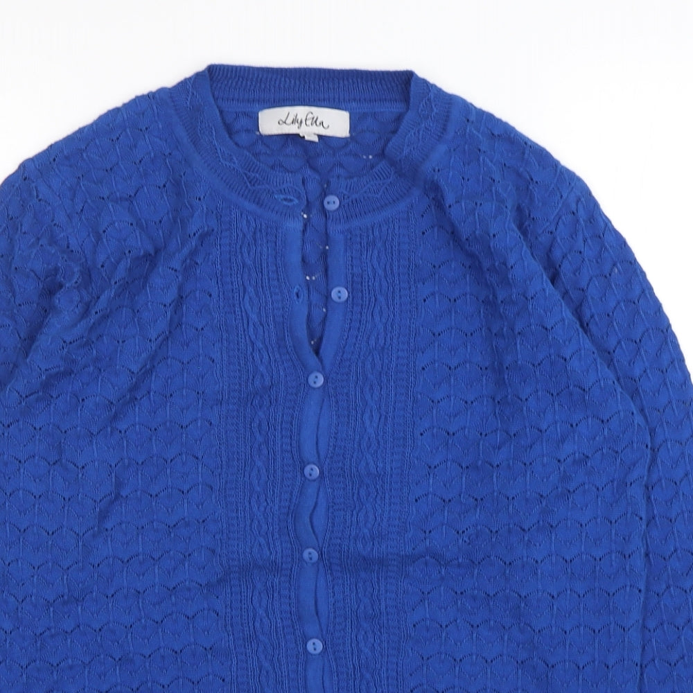 Lily Ella Womens Blue V-Neck   Cardigan Jumper Size S