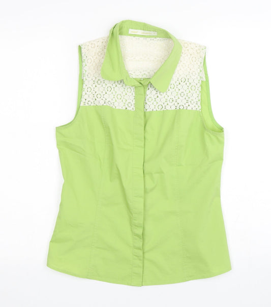 Womens UK Size 12 NEXT Green Basic Button-Up