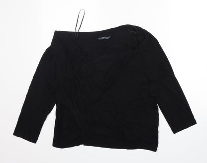 BHS Womens Black V-Neck  Viscose Cardigan Jumper Size 12