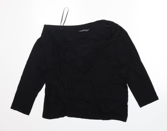 BHS Womens Black V-Neck  Viscose Cardigan Jumper Size 12