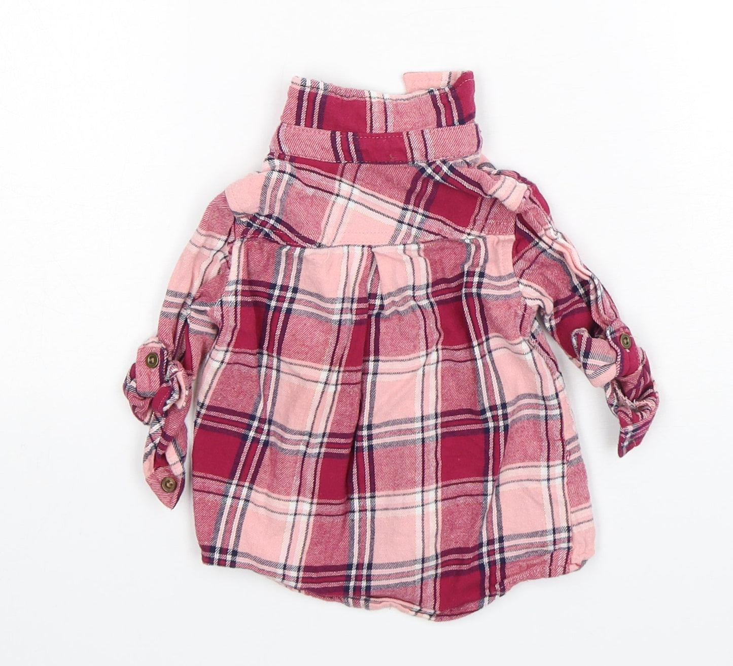 Primark Girls Pink Plaid  Basic Button-Up Size 6-9 Months Collared