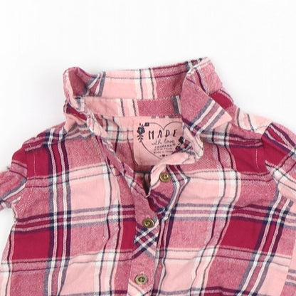 Primark Girls Pink Plaid  Basic Button-Up Size 6-9 Months Collared