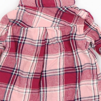 Primark Girls Pink Plaid  Basic Button-Up Size 6-9 Months Collared