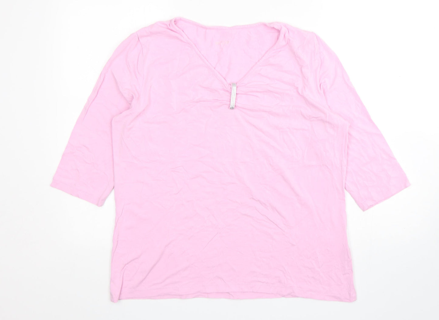 Basler Womens Pink  Viscose Basic T-Shirt Size 20 V-Neck