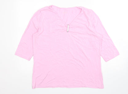 Basler Womens Pink  Viscose Basic T-Shirt Size 20 V-Neck