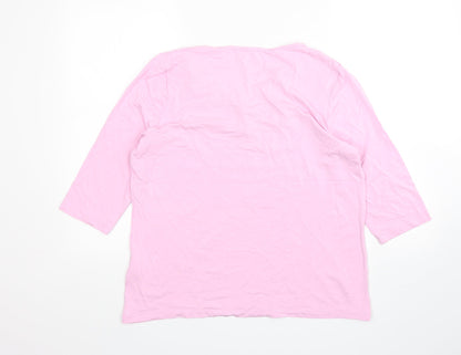 Basler Womens Pink  Viscose Basic T-Shirt Size 20 V-Neck