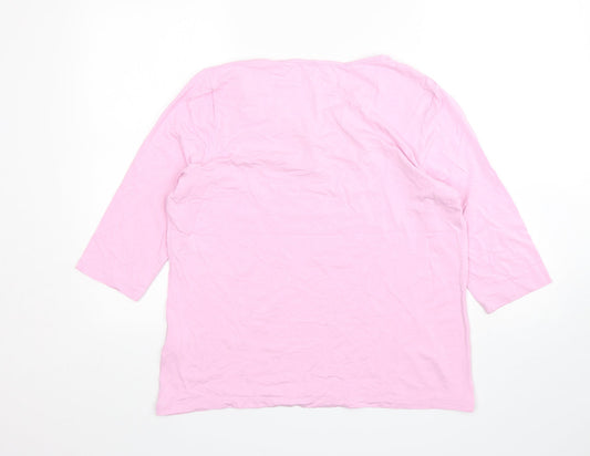 Basler Womens Pink  Viscose Basic T-Shirt Size 20 V-Neck
