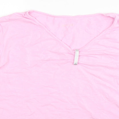 Basler Womens Pink  Viscose Basic T-Shirt Size 20 V-Neck