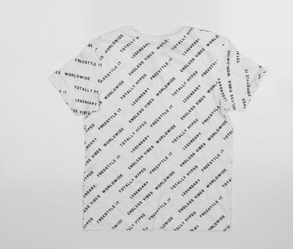 George Boys White  Cotton Basic T-Shirt Size 7-8 Years Round Neck