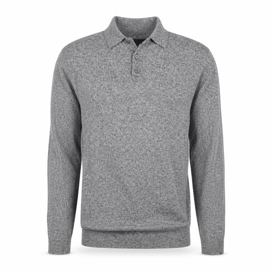 Front view of ASOS men’s grey cotton polo, size S, collared