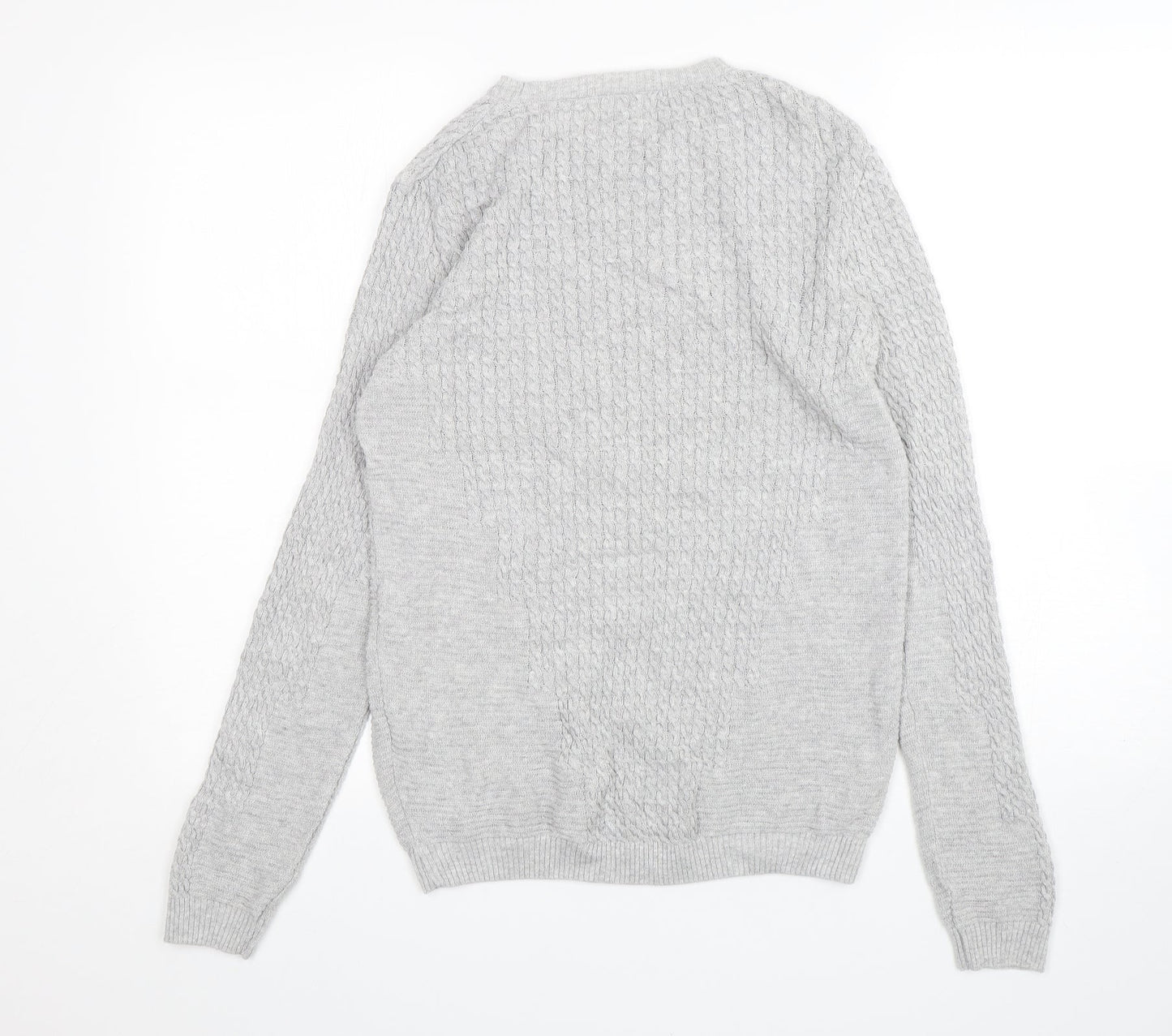 ASOS Mens Grey Round Neck  Cotton Pullover Jumper Size S