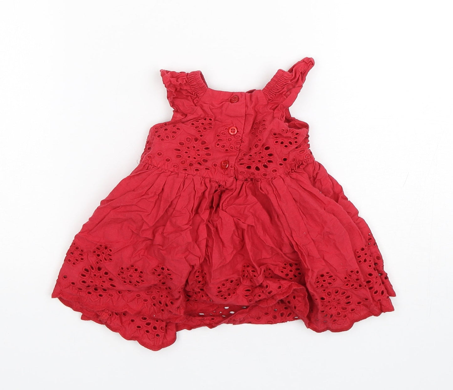 Matalan Girls Red  Cotton A-Line  Size 0-3 Months  Round Neck