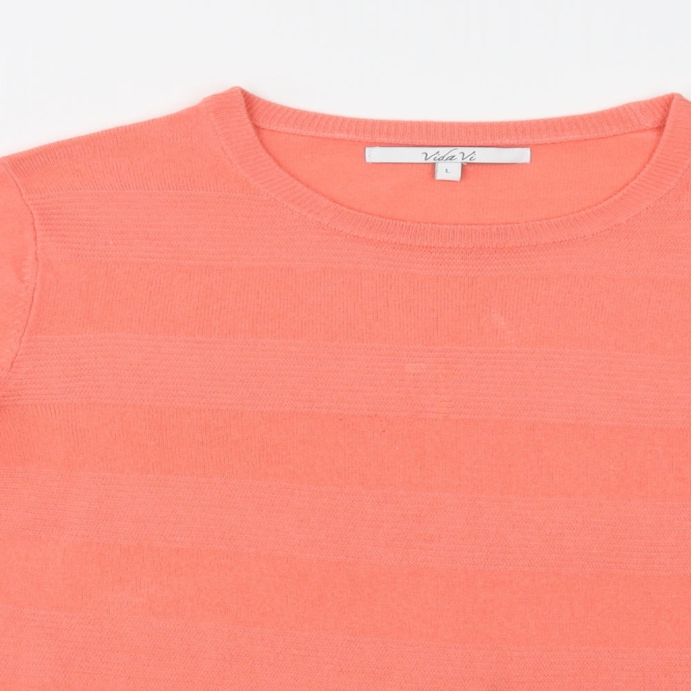 Womens UK Size L Vida Vi Pink Pullover Jumper