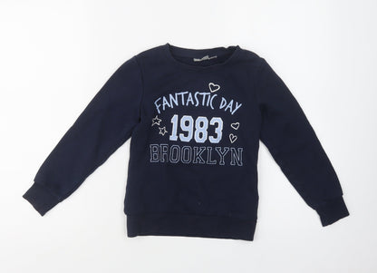 Pepperts Girls Blue  Cotton Pullover Sweatshirt Size 6-7 Years   - Brooklyn