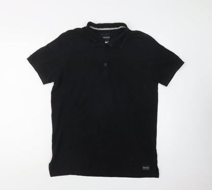 Nannystate Mens Black  Cotton  Polo Size M Collared Button