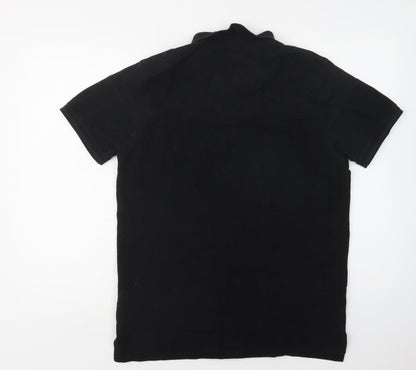 Nannystate Mens Black  Cotton  Polo Size M Collared Button