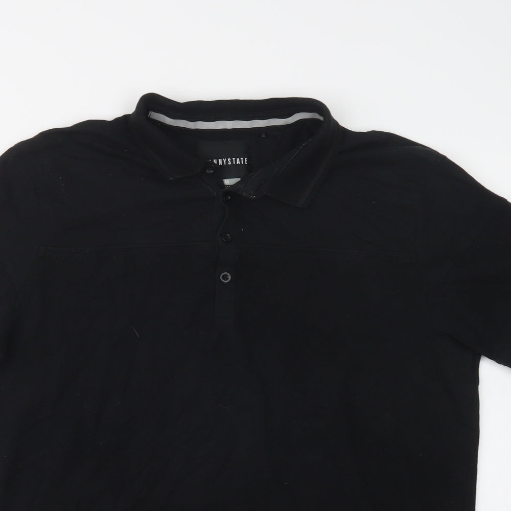 Nannystate Mens Black  Cotton  Polo Size M Collared Button