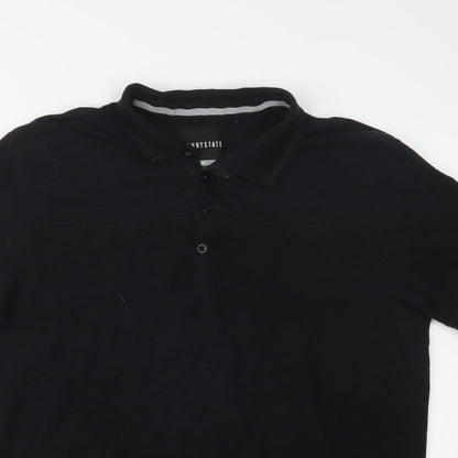 Nannystate Mens Black  Cotton  Polo Size M Collared Button
