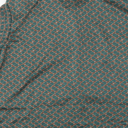 SheIn Womens Green Geometric Polyester Basic Button-Up Size M Collared