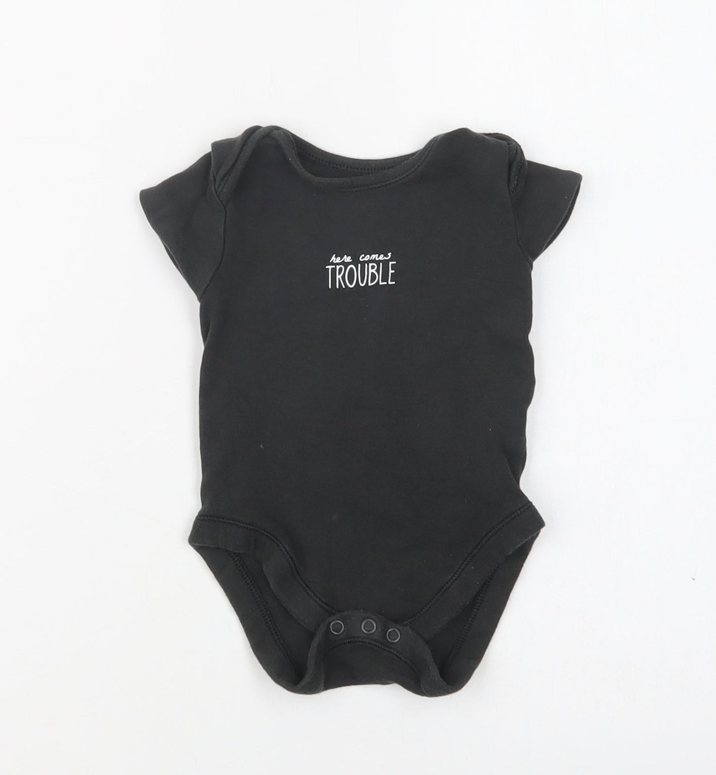 George Baby Black  Cotton Romper One-Piece Size 6-9 Months  Snap - Trouble