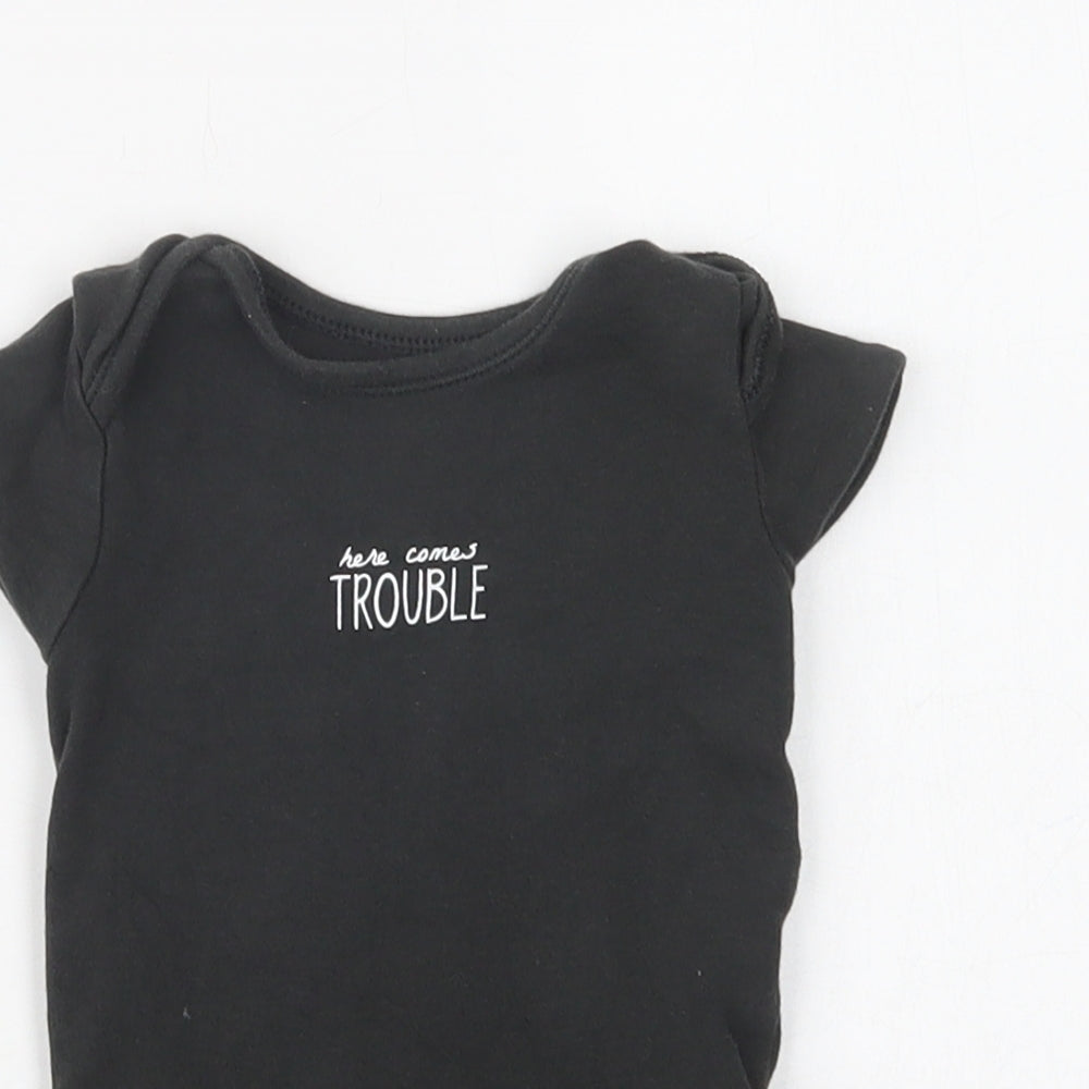 George Baby Black  Cotton Romper One-Piece Size 6-9 Months  Snap - Trouble