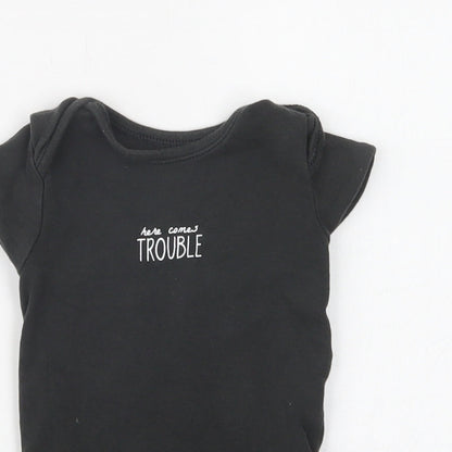 George Baby Black  Cotton Romper One-Piece Size 6-9 Months  Snap - Trouble
