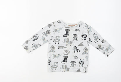 NEXT Baby Grey Geometric Cotton Basic Blouse Size 12-18 Months Crew Neck  - Cute Animals Print
