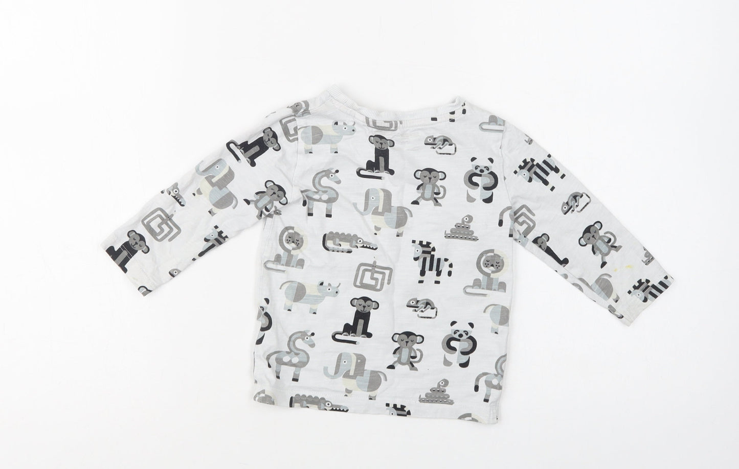 NEXT Baby Grey Geometric Cotton Basic Blouse Size 12-18 Months Crew Neck  - Cute Animals Print