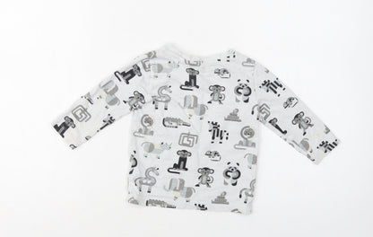 NEXT Baby Grey Geometric Cotton Basic Blouse Size 12-18 Months Crew Neck  - Cute Animals Print