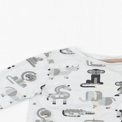NEXT Baby Grey Geometric Cotton Basic Blouse Size 12-18 Months Crew Neck  - Cute Animals Print