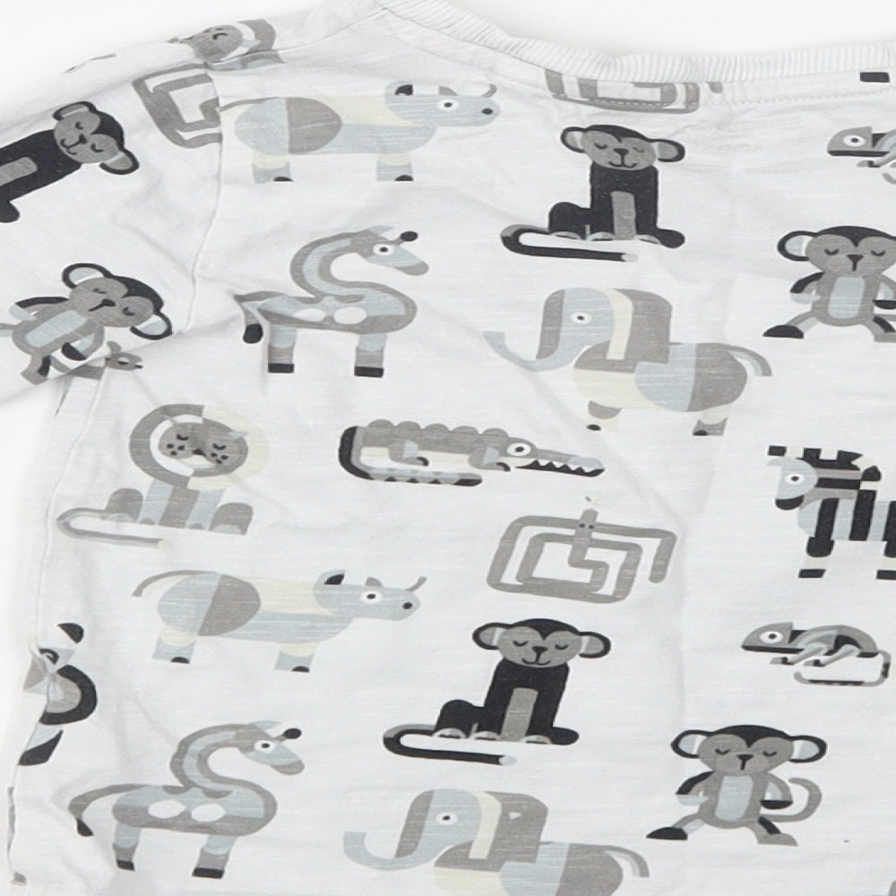 NEXT Baby Grey Geometric Cotton Basic Blouse Size 12-18 Months Crew Neck  - Cute Animals Print