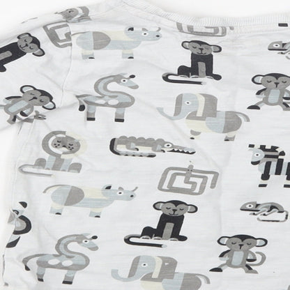 NEXT Baby Grey Geometric Cotton Basic Blouse Size 12-18 Months Crew Neck  - Cute Animals Print