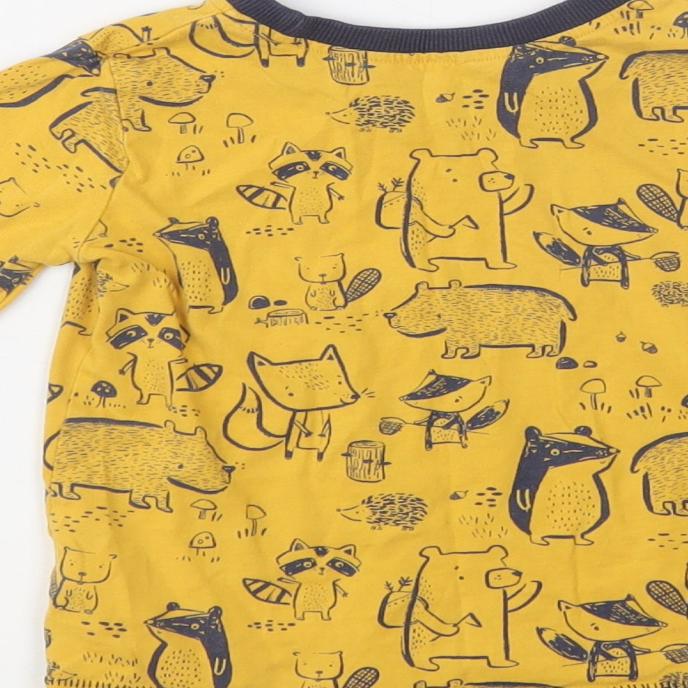 George Baby Yellow Geometric Cotton Basic Blouse Size 12-18 Months Crew Neck  - Cute Animals Print