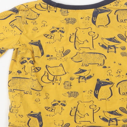 George Baby Yellow Geometric Cotton Basic Blouse Size 12-18 Months Crew Neck  - Cute Animals Print