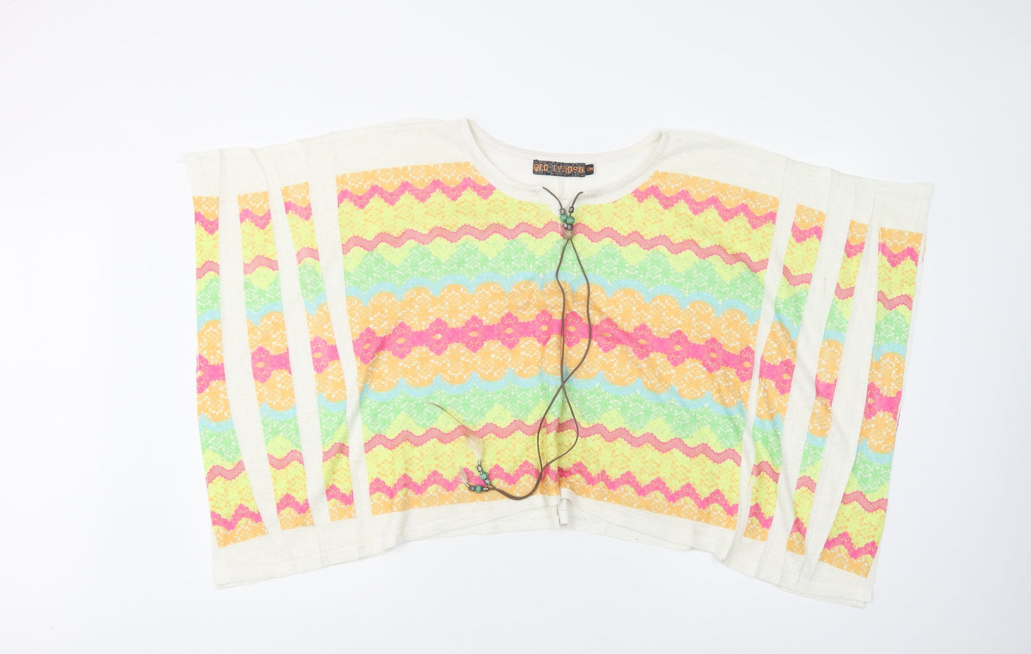 QED Womens Multicoloured Geometric Polyester Basic Blouse Size M Round Neck