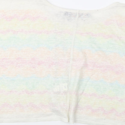 QED Womens Multicoloured Geometric Polyester Basic Blouse Size M Round Neck
