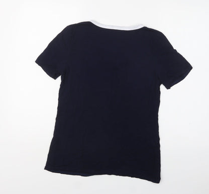 Wellworth Womens Blue  Viscose Basic T-Shirt Size M V-Neck