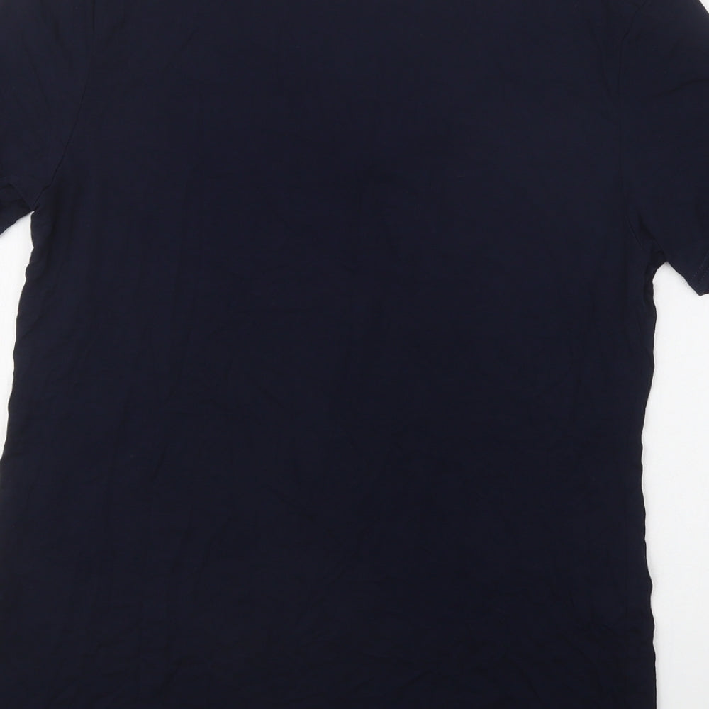 Wellworth Womens Blue  Viscose Basic T-Shirt Size M V-Neck
