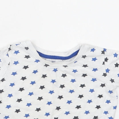 Primark Baby White Geometric Cotton Basic T-Shirt Size 12-18 Months Crew Neck  - Star Print