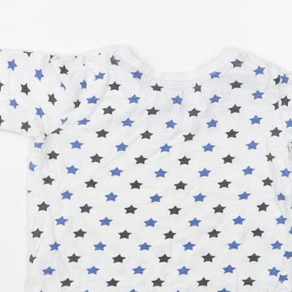 Primark Baby White Geometric Cotton Basic T-Shirt Size 12-18 Months Crew Neck  - Star Print