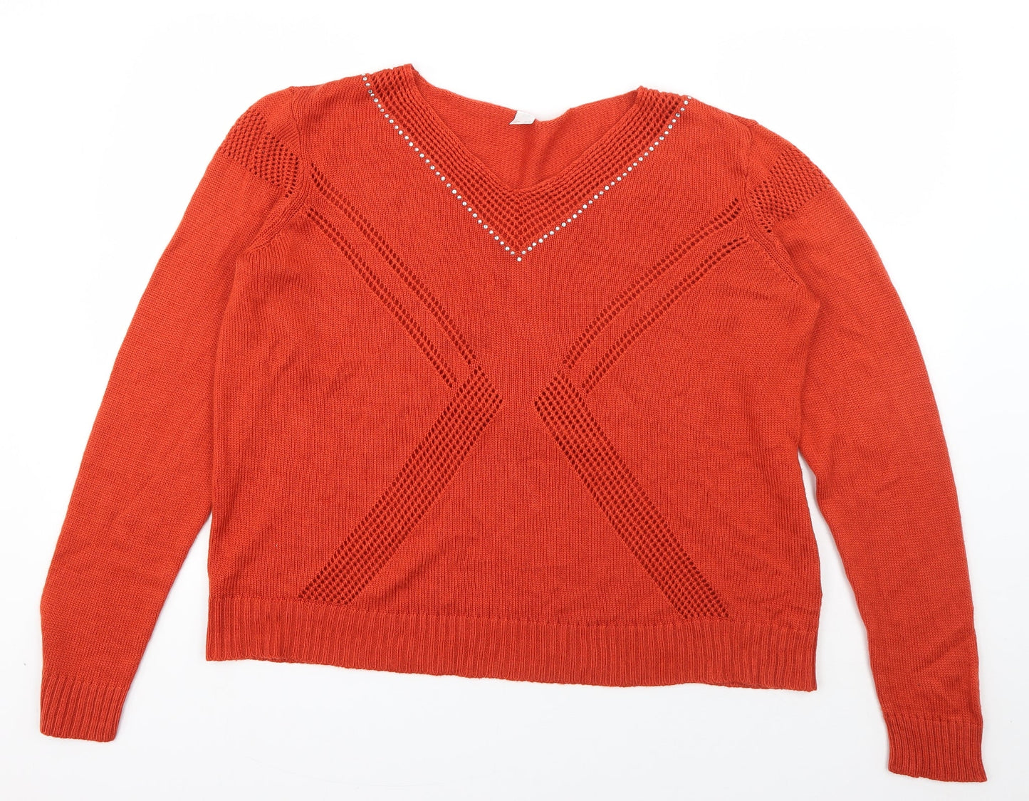 Womens UK Size 16 Preworn Orange Pullover Jumper