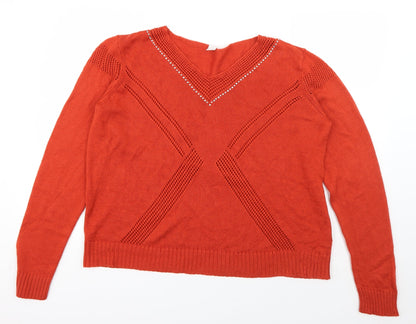 Womens UK Size 16 Preworn Orange Pullover Jumper