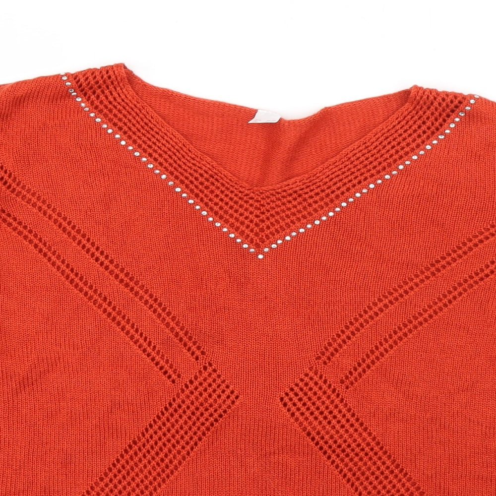 Womens UK Size 16 Preworn Orange Pullover Jumper